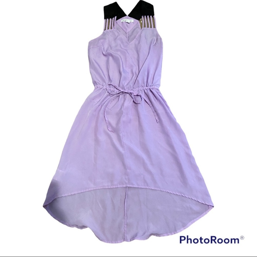 BCBGeneration hi lo lavender dress with black strap accents